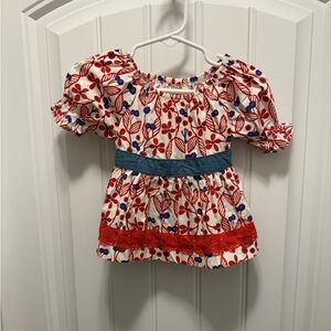 Matilda Jane Red and Blue Floral Peasant Top